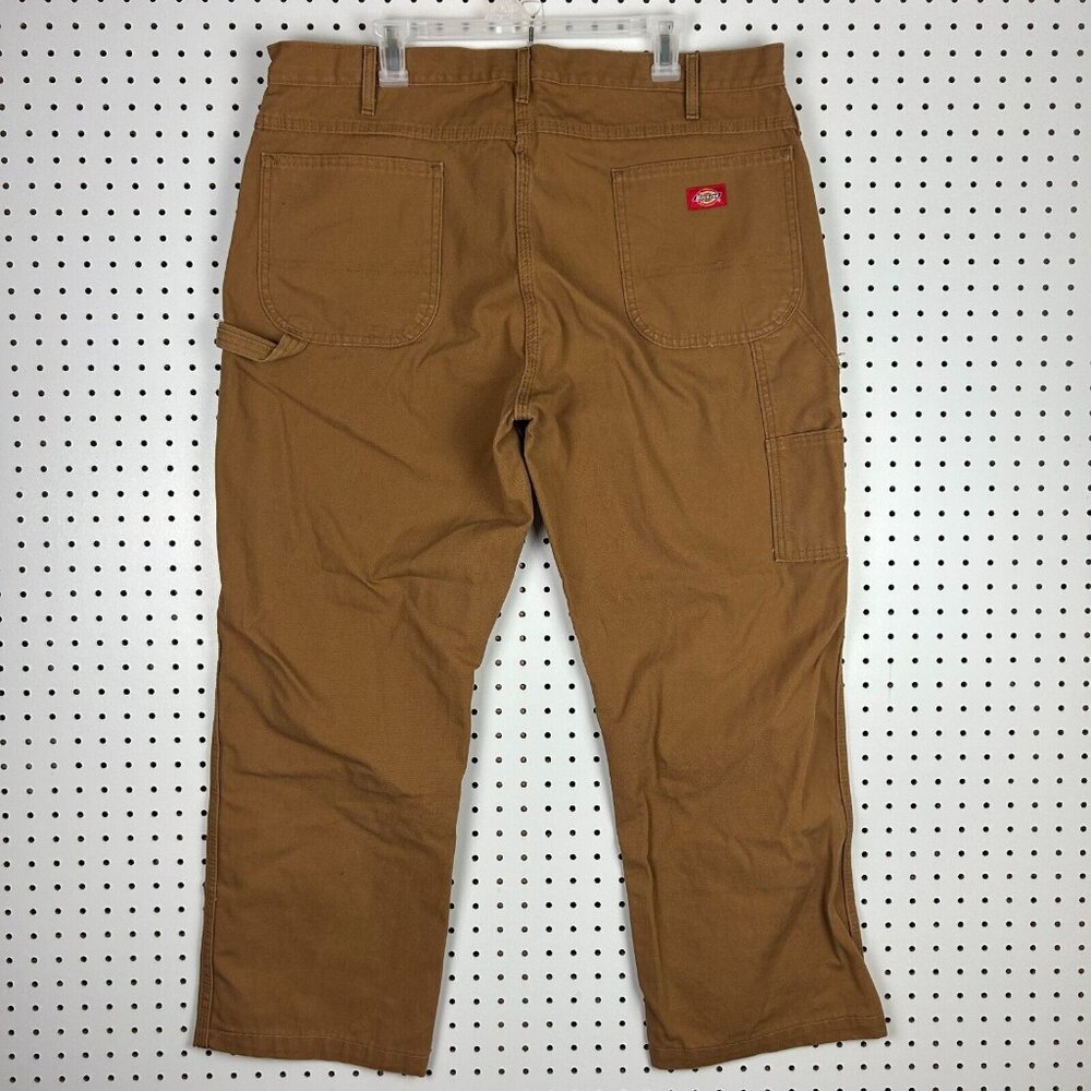 Dickies Carpenter Pants Men's 40x30 Brown Cotton Work Wear Hammer Loop Wide Leg